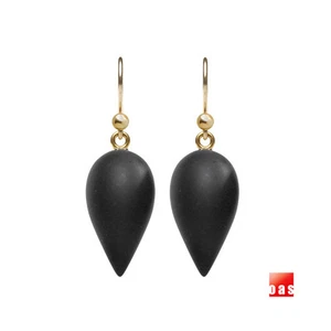 NUEVO. Puro 18k 14k Gold Frosty Onyx Bellota Aretes de diseño-Gancho y palanca - Imagen 1 de 12