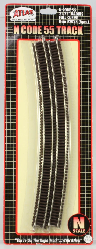 Atlas N Gauge #2028 Curve Track 21.25" Radius, Nickel Silver Code 55 6 Piece PKG - Image 1 of 1