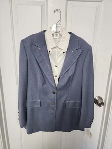 NWT Vintage Escada Margaretha Ley Blue Blazer & White Shirt Neiman Marcus - Picture 1 of 24
