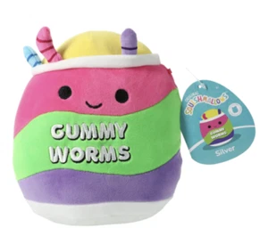 New  Silver The Gummy Worms Junk Food Squad Squishmallow 7.5in Cute Soft - Picture 1 of 4
