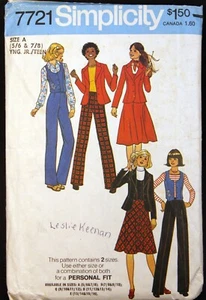 Chaqueta/Chaleco/Falda/Pantalones Simplicity 7721 Patrón Jr's 1976 De Colección Patrón 2 Tallas - Imagen 1 de 2
