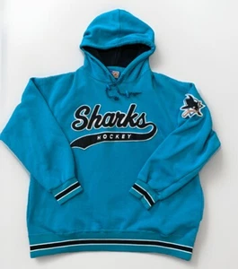 Vintage STARTER SAN JOSE SHARKS PULLOVER HOODIE HOCKEY SWEATSHIRT BLAU Herren XL - Bild 1 von 11