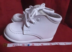*ALEGRIA KIDS* White Leather Lace Up Dress Shoe Toddler Boy Size 7 BAPTISM - Picture 1 of 8