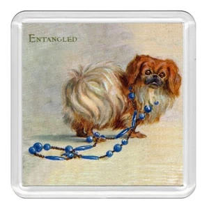Pekingese & Halskette Hund Acryl Untersetzer Neuheit Trinkbecher Matte tolles Geschenk - Bild 1 von 1
