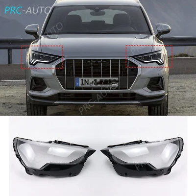 For Audi Q3 2019-2023 Left+Right Clear Headlight Headlamp Lens Cover Replace 2X Foto 1 de 4