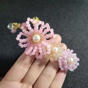 L13 romantischer Hochzeitsschmuck Haarspange #4 Perlen rosa und weiße Steine - Bild 1 von 2