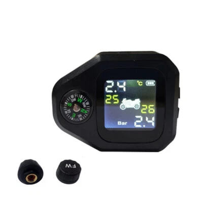 Motorcycle Tire Pressure Monitor System Compass Tyre Diagnostic Tools W/2 Sensor - Image 1 of 4