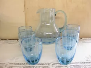 Portmeirion Beachcomber AQUA blau Kunstglas KRUG & 6 DOPPEL ALTMODISCH - Bild 1 von 5