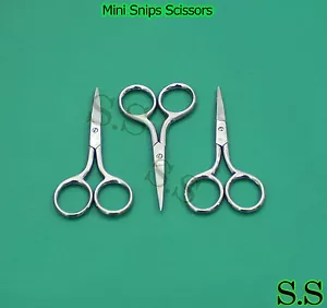 3 Mini Snips Scissors 3.50" Straight, Embroidery, Cross Stitch, Sewing, Manicure - Picture 1 of 3