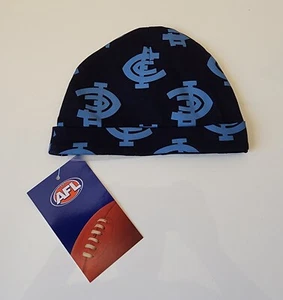 Carlton Blues AFL AFCQ0040 Infant Babies Cotton Blend Printed Beanie Hat New - Picture 1 of 3