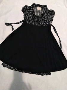 Pink Vanills Girl Black Dress Polka Dots Size 10 - Picture 1 of 11
