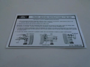 1987-89 Reproduction Ford Truck Jack Instruction Decal - Foto 1 di 1