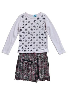 Girls 7 Tweed Skirt & Embellished Shirt Set - Picture 1 of 9