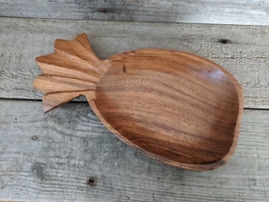 DOLPHIN VTG Pineapple Bowl Genuine Monkey Pod MCM Orig Label Bowl Dish - Picture 1 of 3