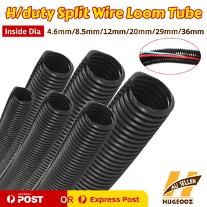 H/duty Split Cable Loom Convoluted Tube Electric Auto Hose Wire Cover Protection - Picture 1 of 14