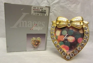 KOHL'S IMAGES Heart Shape Frame Gold Tone w Rhinestones 2.5 X 2.5" Unused in Box - Picture 1 of 6