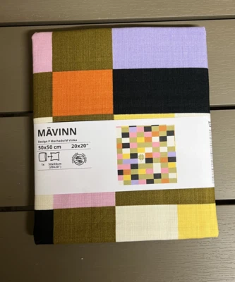 IKEA MAVINN Pillow Cushion cover, check pattern multicolour, 20 x 20" 50x50 cm - Image 1 of 4