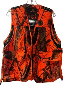 Mens Game Winner Hunting Vest Jacket Orange Camo Front Zip Mesh Real Tree S/M - Picture 1 of 9