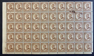 US #633 1.5c Harding. Half Sheet of 50 with ink blotch, EFO.  MNH Fine - Image 1 of 4