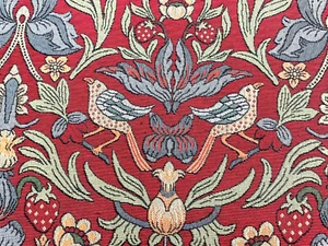 Daisy Morris Tapestry RED Cotton 140cm wide Curtain/Upholstery Fabric - Picture 1 of 7