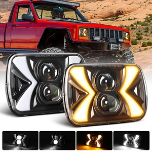 NEW 5X7" 7x6" LED Headlight For 1986-1995 Jeep Wrangler YJ 1984-2001 Cherokee XJ - Picture 1 of 10