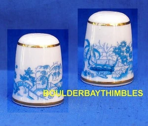SUTHERLAND CHINA from set of 24 BLUE & WHITE THIMBLES 'Hibachi in Forest' 1998 - Picture 1 of 7