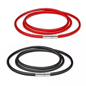Women Men Necklace Cord Leather Cord Wax Rope Chain Stainless Steel Clasp DIY US - Picture 1 of 72