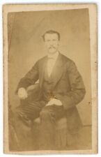 Antique CDV Circa 1860s Raker Handsome Man Mustache Suit Coat Tie Shamokin, PA