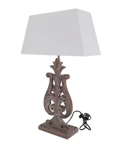 Lamp Shabby Chic Table Lamp Fabric Lampshade Wood Base Worked Light - Picture 1 of 4