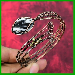 Oval White Buffalo Turquoise Stone Copper Wedding Gift Unique Bangle Bracelet - Picture 1 of 6