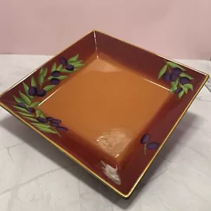 "Laurie Gates SONORA Piatto Piatto Quadrato Grande Olive Arancione 12,5""x 12,5"" x 1,5" - Foto 1 di 8