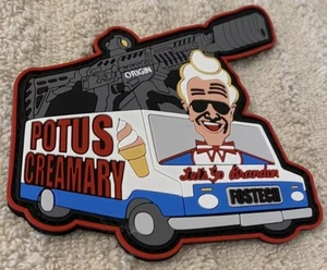 SHOT 🎯 Patch FosTech Show "POTUS CREAMARY - Let's Go Brandon", crochet/boucle, NEUF ! - Photo 1/1