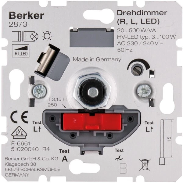 Berker 2873 Lichtsteuerung, Drehdimmer (R,L,LED) 20-500 W - Bild 1 von 1