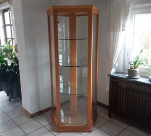 Vitrine, Glas- Ausstellungs- Sammler-Schrank, 5-eckig drehbar Holz Einzelstück - Bild 1 von 9