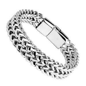 Pulsera Trenzada Doble Fila Escala de Peces Magnética Acero Inoxidable Hebilla Aleación - Imagen 1 de 6