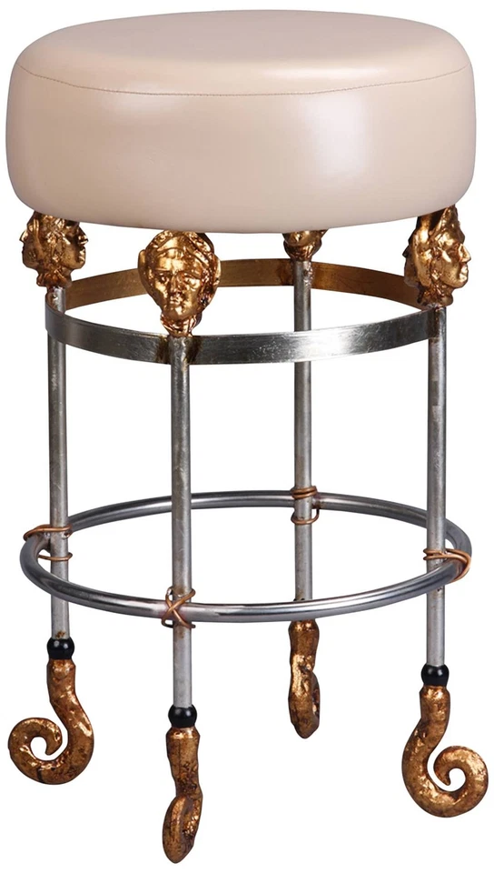 Banqueta de balcão Armory 26" couro de massa e ouro cromado - Imagem 1 de 1