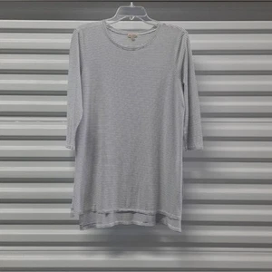 Cremieux Women's Tunic Top Size Medium Blue White Stripe Casual Summer Blouse - Picture 1 of 7