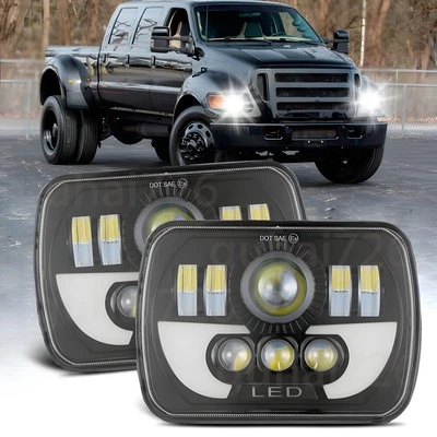 Par de faros LED 5x7 7x6 haz alto bajo para Ford F-250/350/450 Super Duty F650 Foto 1 de 4