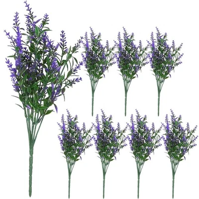  8 pezzi di fiori di lavanda artificiali fiori artificiali decorativi piante - Immagine 1 di 4