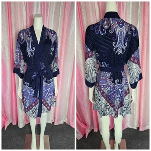Accappatoio Kimono Soma Cool Nights Blu Paisley Floreale Morbido Elasticizzato Taglia Small Medium - Foto 1 di 12