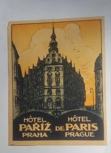 Antiker Art Deco Kofferaufkleber Hotel deParis Prag, Tschechoslowakei - Bild 1 von 1