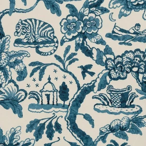 Chelsea Textiles - Toile de Joie - Indigo FRS001/05 - 3.8 metres - Picture 1 of 2