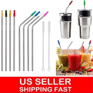 10.5" Long Reusable Stainless Steel Drinking Straws Metal for 30 Oz Yeti Tumbler - Picture 1 of 17