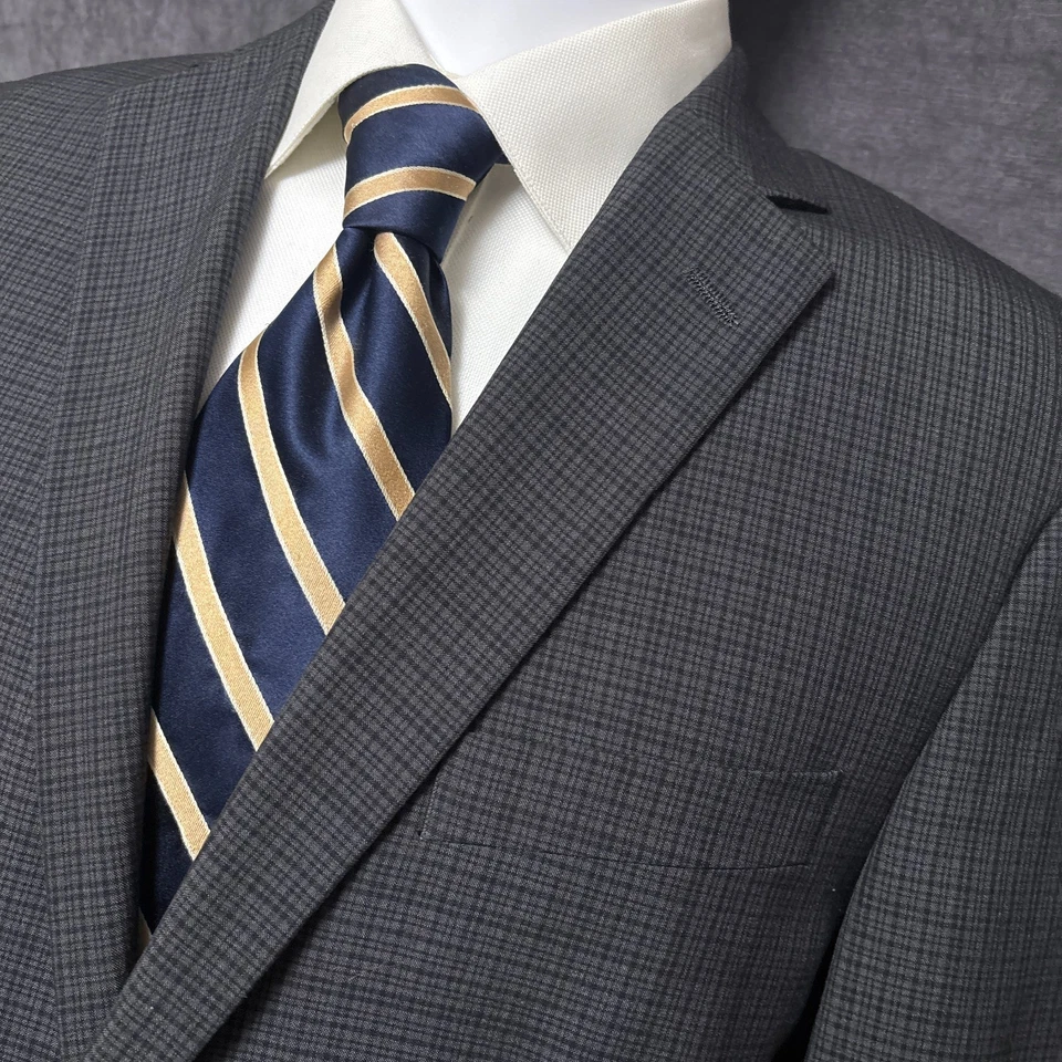 Abrigo Deportivo Alfani 40L Calce Ajustado Gris Carbón Cuadros Chaqueta Blazer Clásica Foto 1 de 4