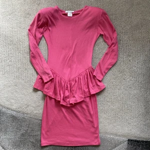 Vintage 90s Limited Express Small Pink Drop Waist Dress Midi Shoulder Pad Basque - Picture 1 of 9
