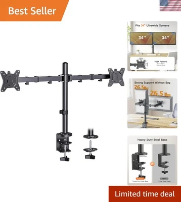 Heavy-Duty Black Monitor Arm for 13"-34" Screens - Image 1 of 4