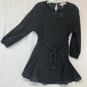 GB Niñas Nuevo con Etiquetas Vestido Negro Ojales Forrado Falda Giratoria Completa Talla L Cinturón Trenzado - Imagen 1 de 13