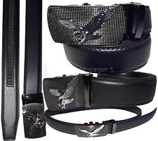 men's belt leather dress belt click comfort automatic lock eagle buckle up to 50