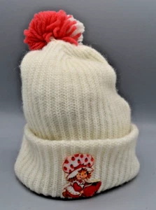 Vintage 1980's Strawberry Shortcake Knit Hat W/ Pom Pom Beanie Old School Retro - Picture 1 of 7