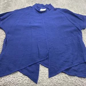 Eleven Stitch Design Top Women OS Midnight Blue Asymmetrical Tunic Lagenlook NWT - Picture 1 of 11